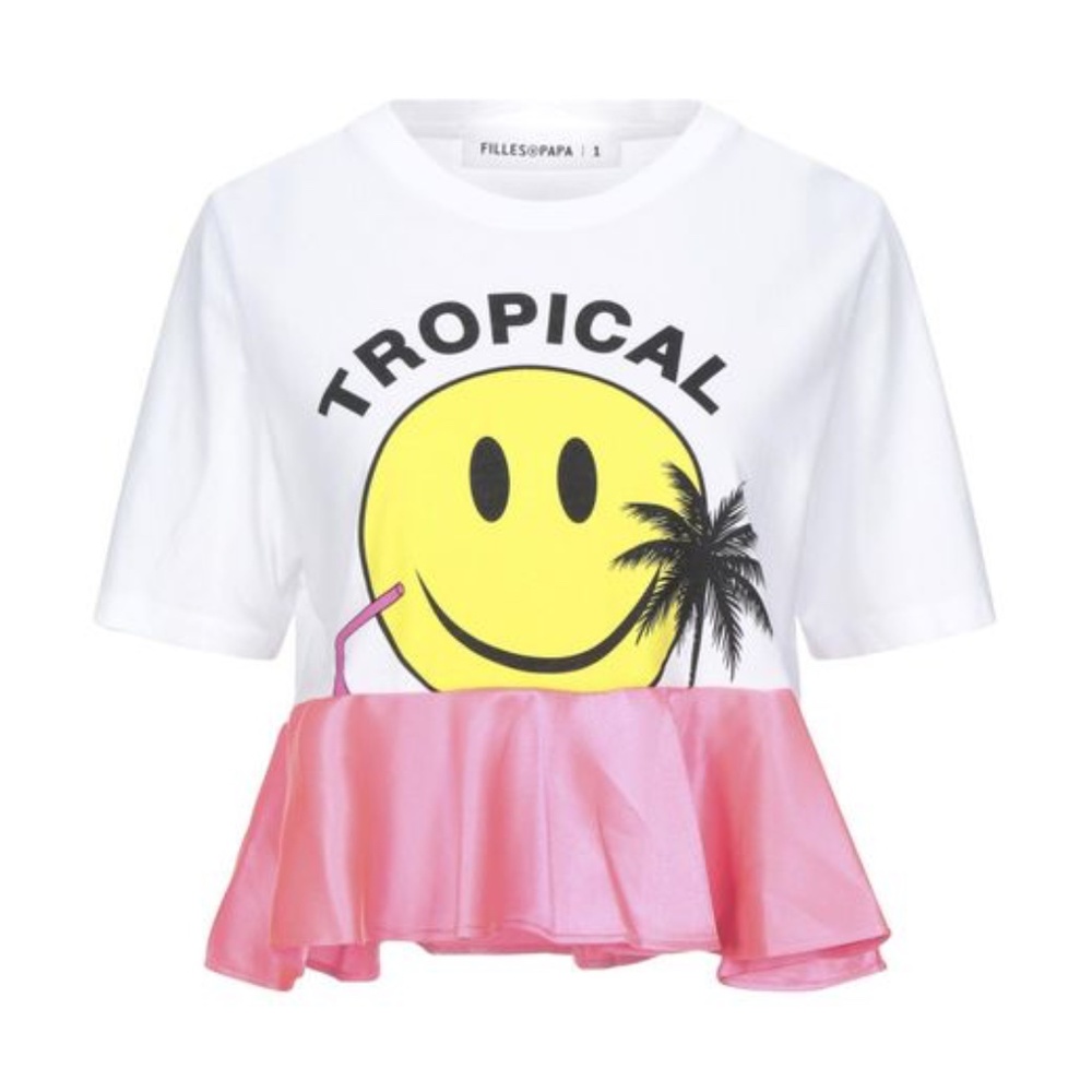 Filles A Papa Tropical smiley face tee 1 S New